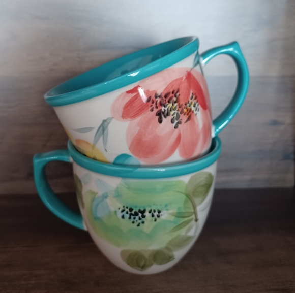 The Pioneer Woman Other - The Pioneer Woman Vintage Bloom Floral Ceramic Mug Cup Farmhouse Boho Lot Of 2